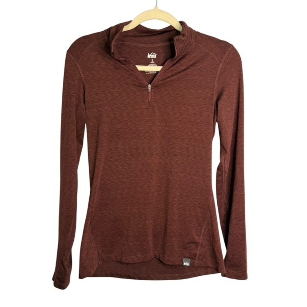 REI Co-Op Shirt Women's Small Outdoor 1/4 Zip Pullover Brown